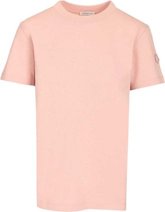 Moncler Light Pink Crew Neck Logo T-Shirt