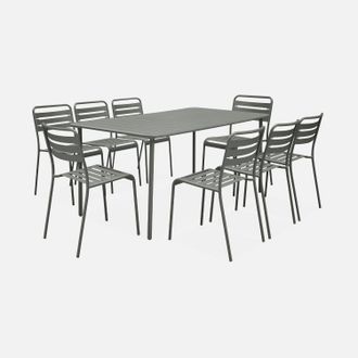 Sweeek Set Mesa De Jard&iacute;n Bistr&oacute; De Acero Con 8 Sillas, 160cm