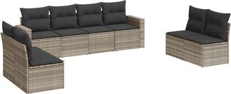 vidaXL Vidaxl - Set De Sof&aacute;s De Jard&iacute;n 8 Pzas Y Cojines Rat&aacute;n Sint&eacute;tico Gris