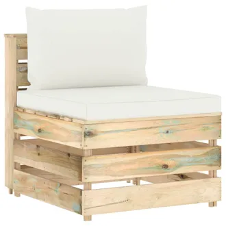 vidaXL Sof&aacute; Central Seccional Con Cojines Madera Impregnada Gris Vidaxl