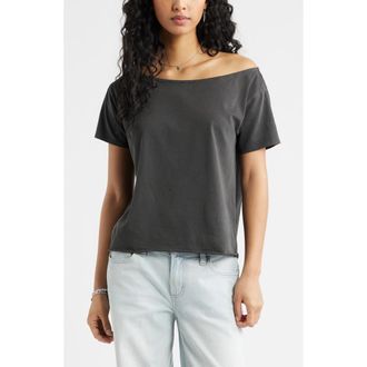 BP. Relaxed Fit Boat Neck Cotton T-Shirt in Black at Nordstrom, Size Xx-Small