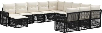 vidaXL Conjunto De Sof&aacute;s De Jard&iacute;n 12 Uds. Negro Y Blanco Crema Vidaxl