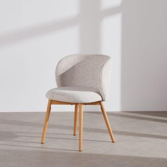 Maisons du monde Silla de tela cruda y madera de haya