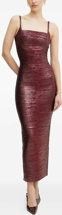 Hérve Léger Abito Gemma metallizzato - Rosso