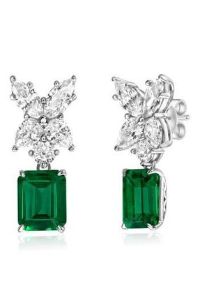 Suzy Levian Gala Cubic Zirconia Drop Earrings in Green at Nordstrom Rack