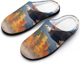 Generic Flying Eagle1 Autumn Mens House Slippers Memory Foam Washable Cotton Slip on Home Shoes