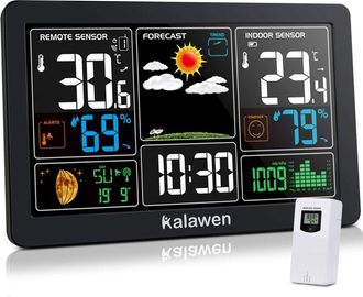 Elle Estaci&oacute;n Meteorol&oacute;gica Inal&aacute;mbrica - Sensor Para Interiores Y Exteriores - Pron&oacute;stico Del Tiempo Las 24 Horas - Pantalla Lcd A Color - Temperatura Y H