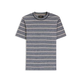 BOSS Cotton-linen T-shirt with horizontal stripe