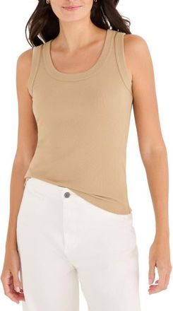 Nic+Zoe Perfect Knit Rib Scoop Neck Tank in Jute at Nordstrom, Size Xx-Large