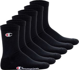 Champion Unisex Core 6pp Crew Ankle Socks, Blu Marino, Bianco, Grigio Melange Chiaro, 5-Mar UK