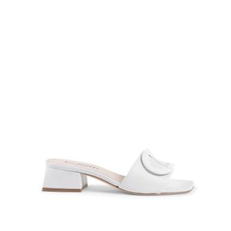 Dee Ocleppo Womens Dizzy Logo Mule - White Leather (archived) - Size UK 4.5