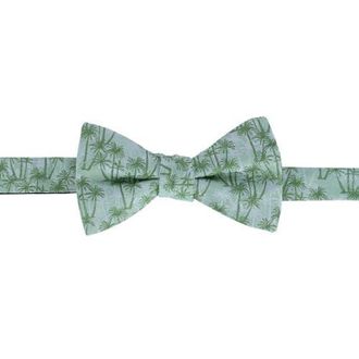 Trafalgar Store Nohea Palm Tree Linen Blend Novelty Bow Tie in Green at Nordstrom