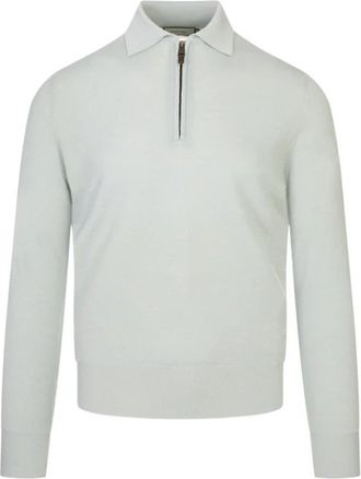 Canali C0572 Polo - Heren - V-hals truien - Groen - 2XL - Wol - Truien & Vesten