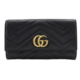 Gucci Black Leather Long Wallet (Tri-Fold) (Pre-Owned)