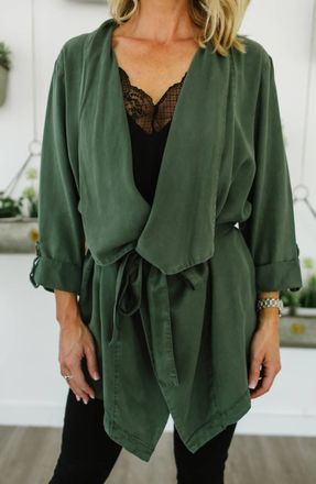 Sanctuary On The Go Belted Jacket In Olive