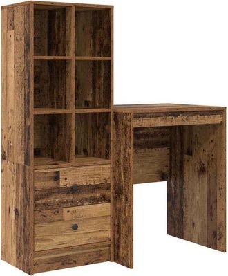 vidaXL Escritorio Con Almacenamiento Con Caj&oacute;n 2 Pcs Madera Vieja Vidaxl