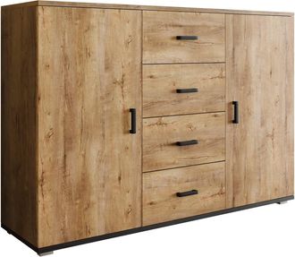 Mirjan24 Mobilier1 - C&oacute;moda Charlotte 118, Roble De Lefkada + Negro, Con Cajones Y Puertas, N&uacute;mero De Cajones: 0, 92x132x38cm