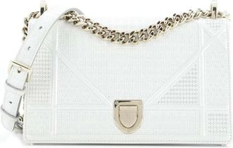 Dior Diorama Flap Bag Cannage Embossed Calfskin Small shoulder bag - Wit