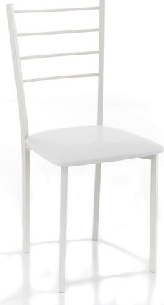 Oresteluchetta Set 4 sillas piel blanca y metal blanco H88 L40 P40 cm