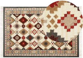 Beliani Wool Area Rug Multicolour Pattern Kilim Hand Woven 200 x 300 cm Ghukasavan