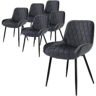 ML Design Set di 6 Sedie per Sala da Pranzo Antracite con Schienale Sedia Imbottita per Cucina con Rivestimento in Velluto Gambe in Metallo Sedia Salotto