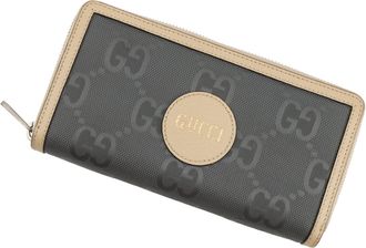 Gucci Beige Gray Nylon Leather Long Wallet (Bi-Fold) (Pre-Owned)