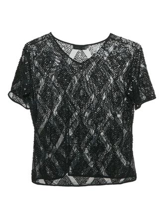 Valentino Mesh top met pailletten - Zwart