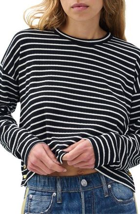 Rag & Bone Stripe Long Sleeve Rib Top in Black Multi at Nordstrom, Size Xx-Small