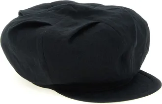 Yohji Yamamoto Mens Black Linen Fatcap Hat