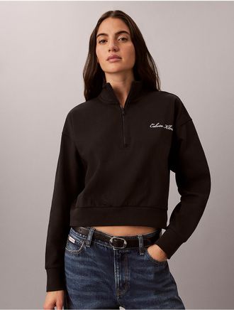 Calvin Klein Womens Logo Cotton Jersey Sleep Sweatshirt - Black - XL