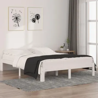 vidaXL Estructura Cama Doble Sin Colch&oacute;n Madera Pino Blanco 140x190 Cm Vidaxl