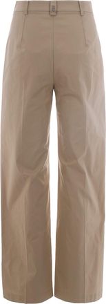 Patrizia Pepe Womens Wide-Leg Trousers Sand Beige Cotton