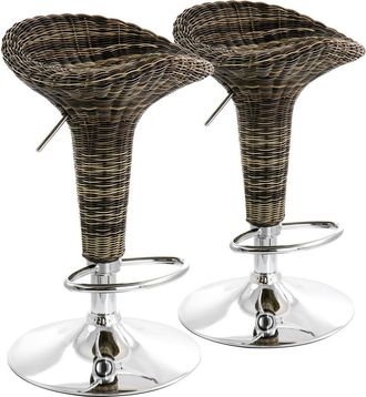 Elama 2 Piece Adjustable Saddle Seat Wicker Bar Sool in Brown at Nordstrom