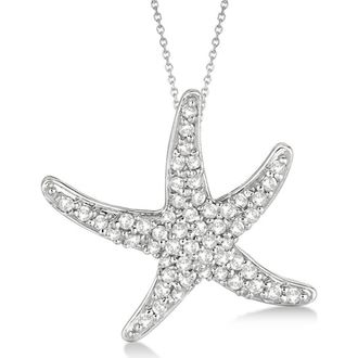 Allurez Natural Diamond Starfish Pendant Necklace 14k in White Gold at Nordstrom, Size 18
