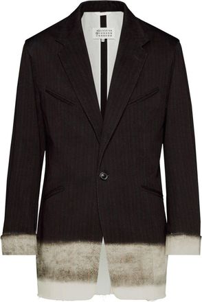 Maison Margiela Pendleton pinstripe blazer - men - Cotton/Cotton - 48 - Brown