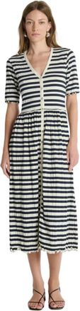 Nation Ltd Claudine Midi Dress In Crinkle Stripe