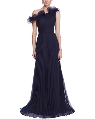 Marchesa Pebble Organza Pleated Gown