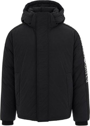 Emporio Armani Black Beauty Technical Fabric Padded Bomber Jacket