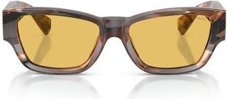 Tiffany & Co. 54mm Rectangular Sunglasses in Geometric Brown Havana /Yellow at Nordstrom