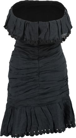Isabel Marant Womens Oxani Off-The-Shoulder Dress Black Polyester; Ramie; Cotton