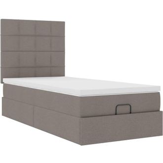 vidaXL Estructura De Cama Otomana Colch&oacute;n Tela Gris Pardo 90x190cm Vidaxl