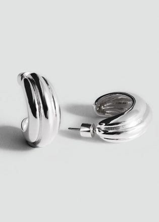 Forum Novelties – Orecchini A Cerchio Con Diamanti – Argento – Accessorio Anni '70