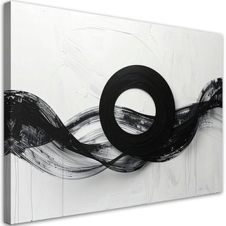 Feeby Cuadro Sobre Lienzo, Forma Infinita Moderna En Blanco Y Negro, 120x80