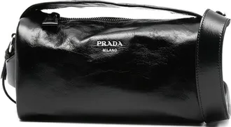 Prada Leather Logo Messenger Bag