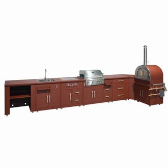 Oviala Cocina exterior de esquina 7 elementos 3 m&oacute;dulos de cocci&oacute;n/fregadero