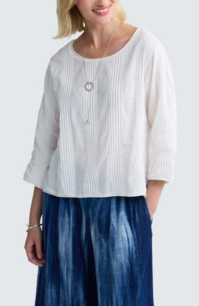 Luukaa D'Celli Elira Mixed-texture Blouse in Ecru at Nordstrom, Size 14