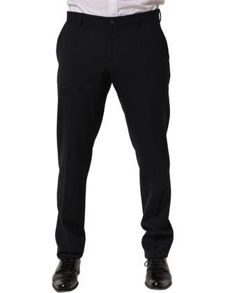 Dolce & Gabbana Virgin Wool Tapered Leg Trousers - Black