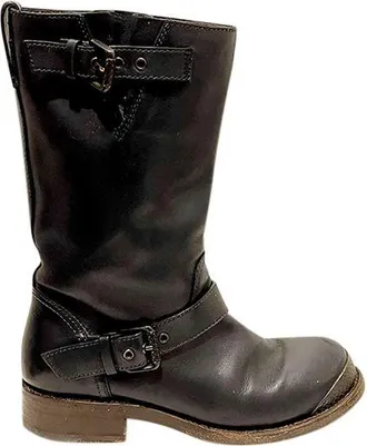 Bottega Veneta Navy Leather Biker Boots Size 36
