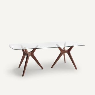 AM.PM Rechthoekige tafel van glas en notenhout, Maricielo