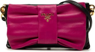 Prada Pre-owned Prada Bicolor Nappa Fiocco Bow Clutch on Strap Ladies 4AYOWRQ6QFCOHLES